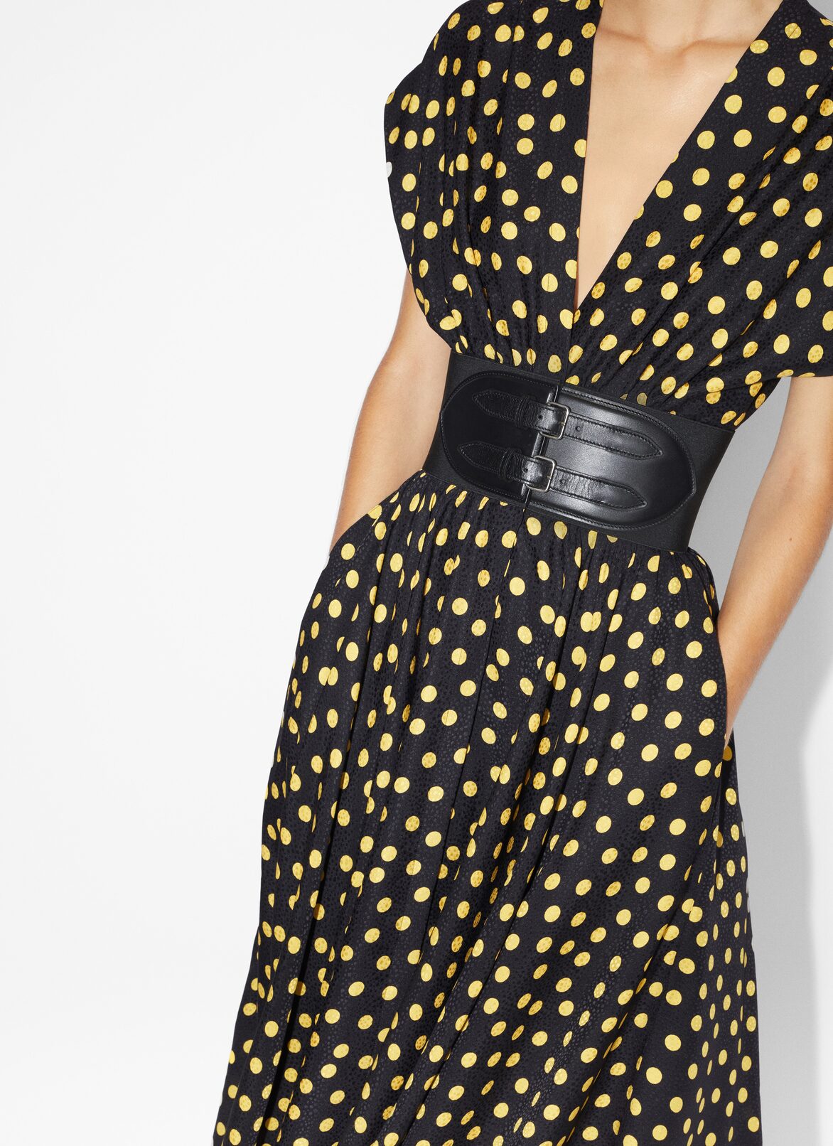 Confettis dots belted dress ALAÏA BLUE CONFETTIS DOTS BELTED DRESS